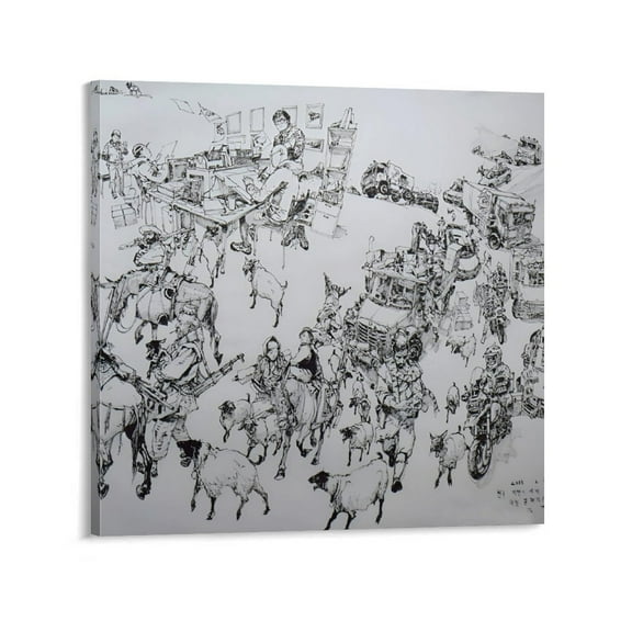 Kim Jung-Gi Korean Famous Illustration Comic Sketch Poster Art Poster (11) Artworks Picture Print Poster Wall Art Painting Canvas Gift Decor Home Posters Decorative 28x28inch(70x70cm)