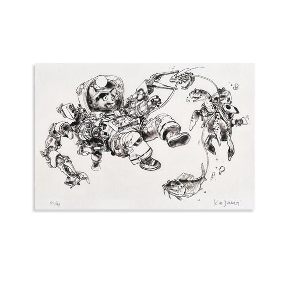 Kim Jung-Gi Korean Famous Illustration Comic Sketch Poster Art Poster (3) Wall Art Poster Scroll Canvas Painting Picture Living Room Decor Home 16x24inch(40x60cm)