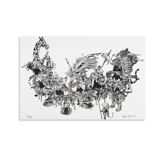 Kim Jung-Gi Korean Famous Illustration Comic Sketch Poster Art Poster (6) Painting On Canvas Wall Art Poster Scroll Picture Print Living Room Walls Decor Home Posters 12x18inch(30x45cm)