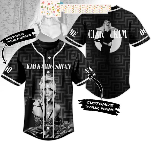 Kim Kardashian Personalized Baseball Jersey