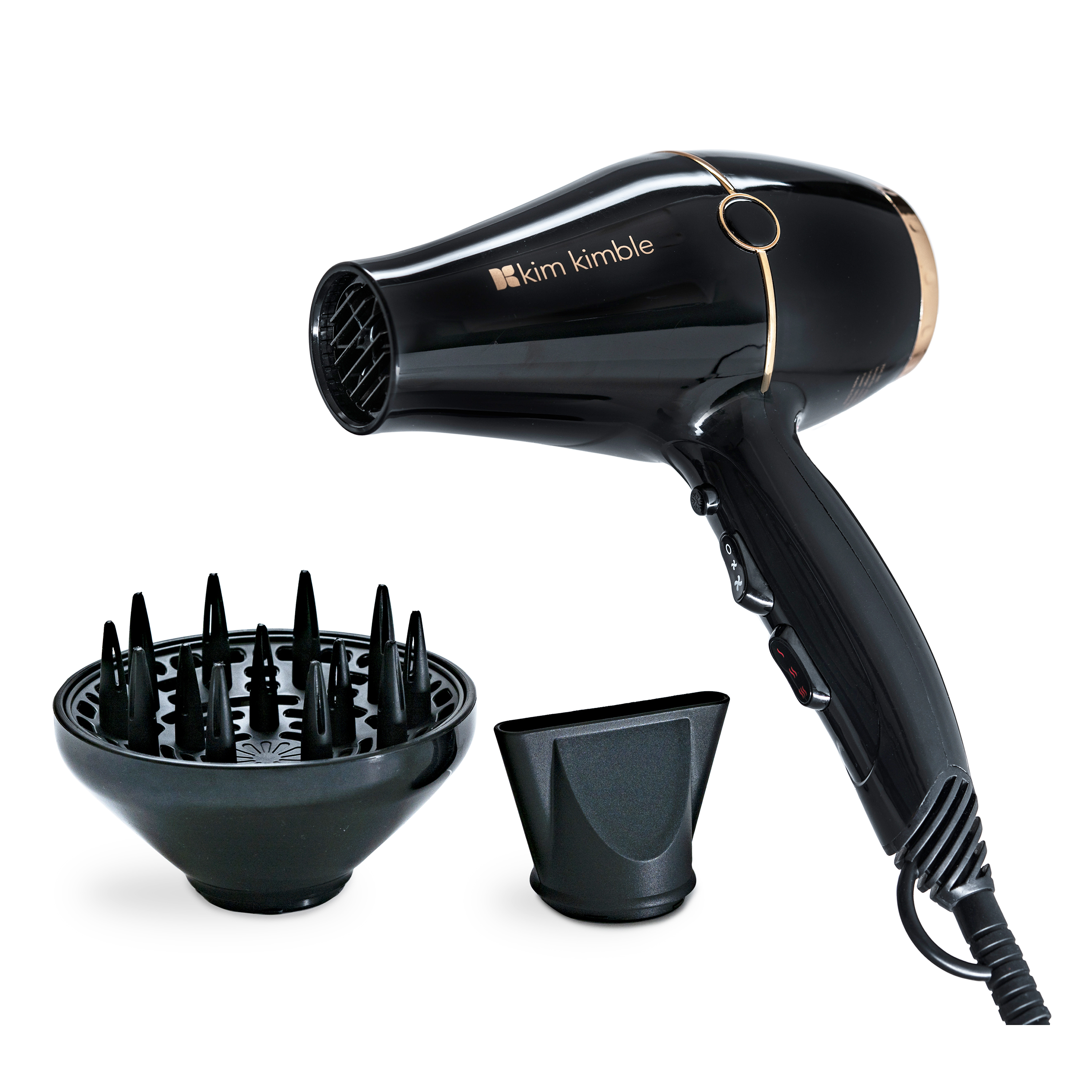 Kim Kimble Celebrity Series Ultra-Light 1875W Pro Hair Dryer, Black & Rose Gold with Concentrator and Diffuser - image 1 of 14