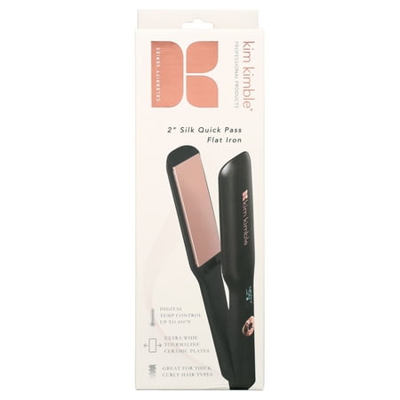 Kim Kimble Silk Quick Pass Professional 2" Ceramic Tourmaline Flat Iron Hair Straightener, Black