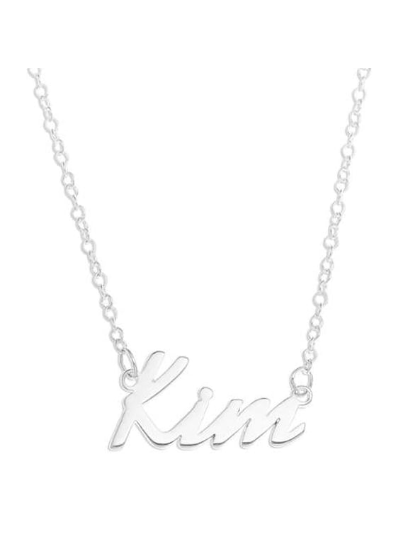 Kim - Name Plate Necklace in Solid Real Sterling Silver female Personalized Custom Pendent