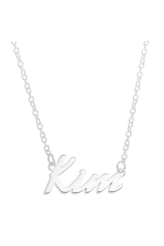 Kim - Name Plate Necklace in Solid Real Sterling Silver female Personalized Custom Pendent