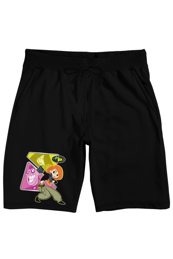 Kim Possible Character Grid Adult Black Sleep Pajama Shorts-Medium