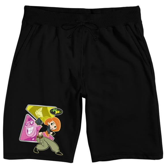 Kim Possible Character Grid Adult Black Sleep Pajama Shorts-Small