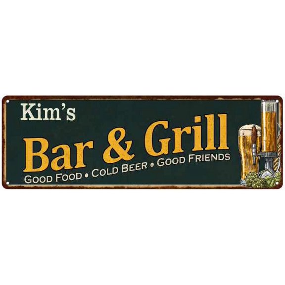 Kim's Bar and Grill Gift Sign Man Cave Decor 6x18 Gift 206180055022