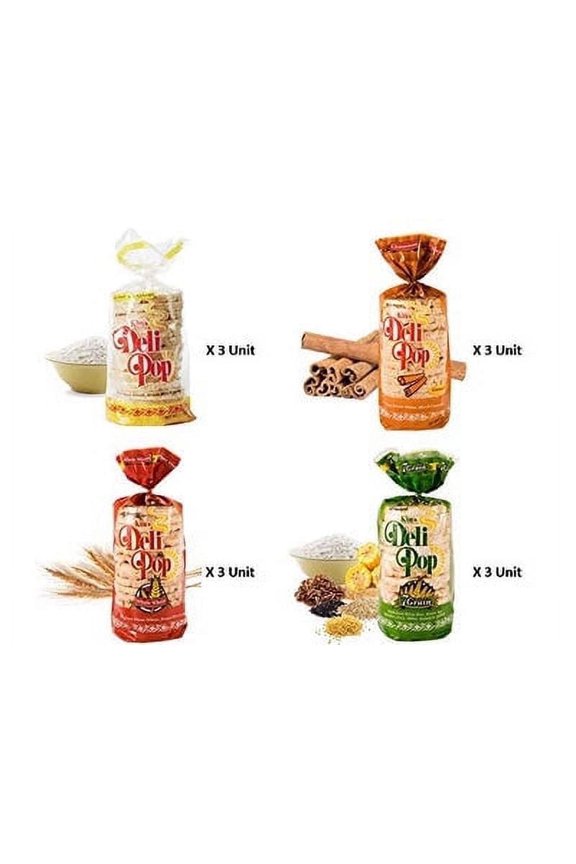 Kim's Deli Pop Combo 12-Pack: Freshly Popped Rice Cakes, Healthy Grain Snack, 0 Weight Watchers Point
