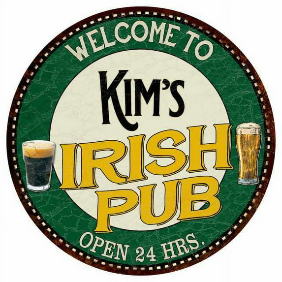 Kim's Irish Pub 12" Round Metal Sign Kitchen Bar Wall Décor 200120036018