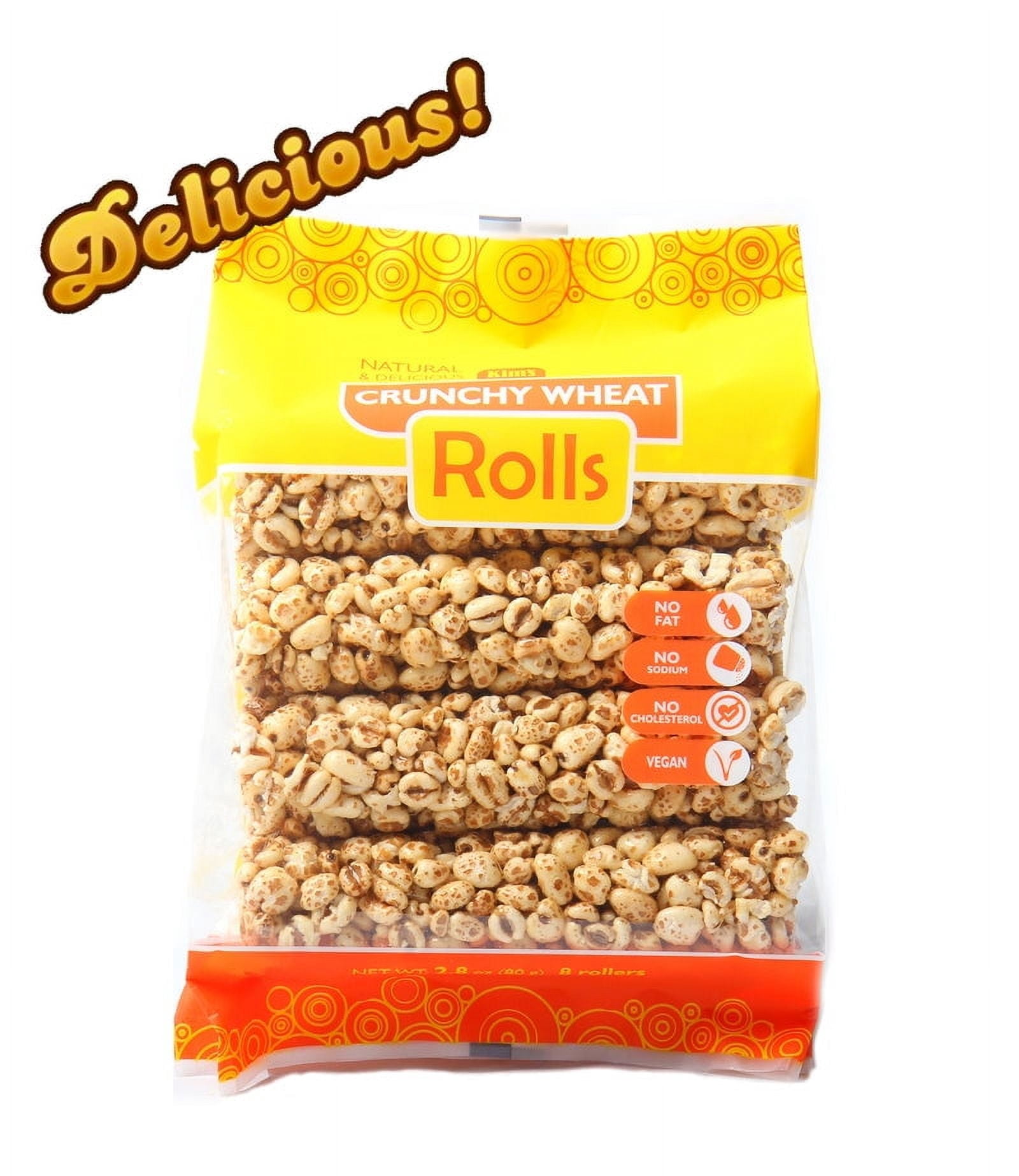 Kim’s Magic Pop Crunchy Whole Wheat Rolls | 12 Bags | 8 Rolls Each | Multigrain, Vegan, Vegetarian | Natural Ingredients | No Fat, No Sodium, No Cholesterol