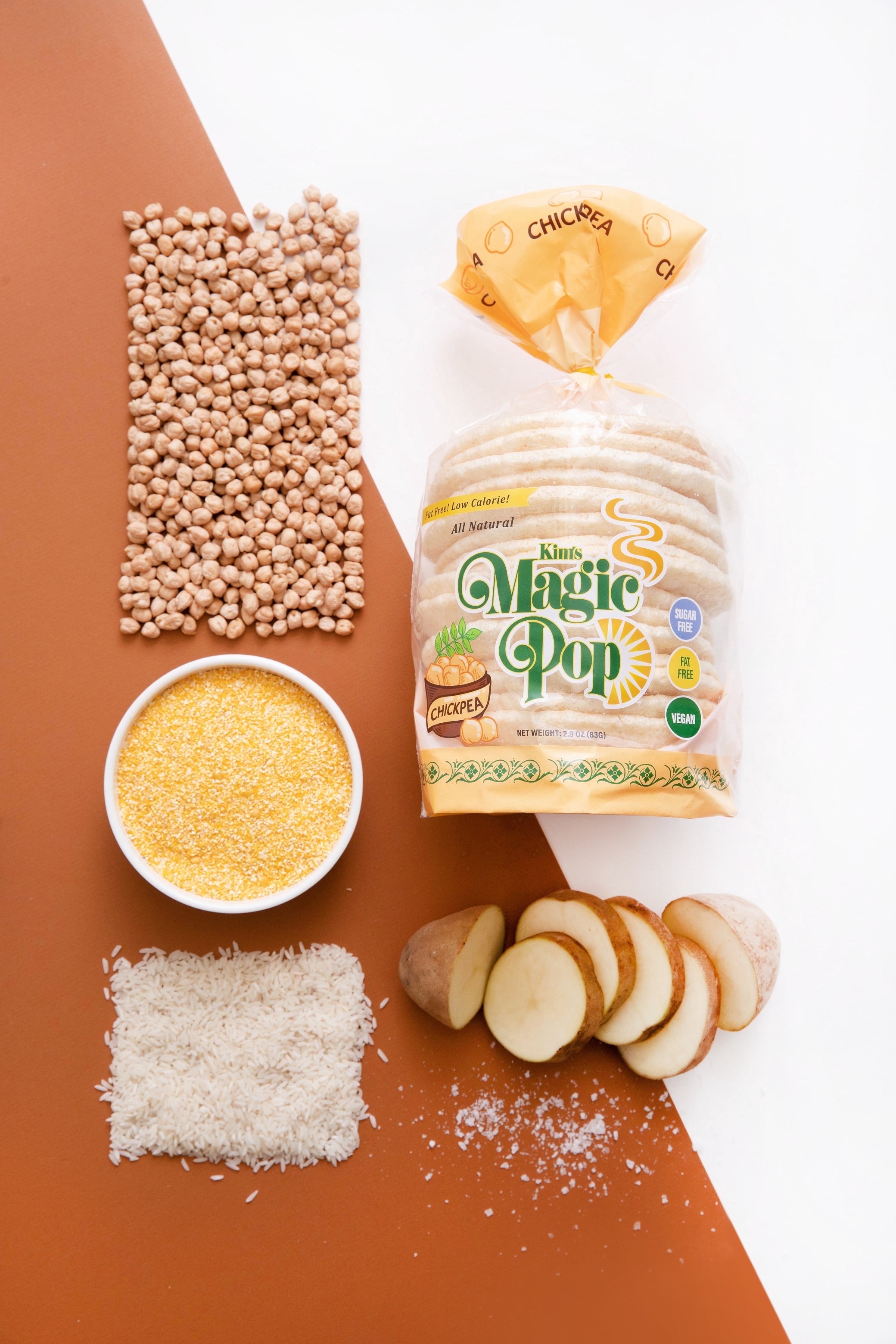 Kim's Magic Pop Freshly Popped Rice Cakes | Vegan | Chickpea | 12 Bags | 15 Cakes per Bag | Low Carb, Sugar Free, Fat Free, Natural, Multigrain Korean Snack