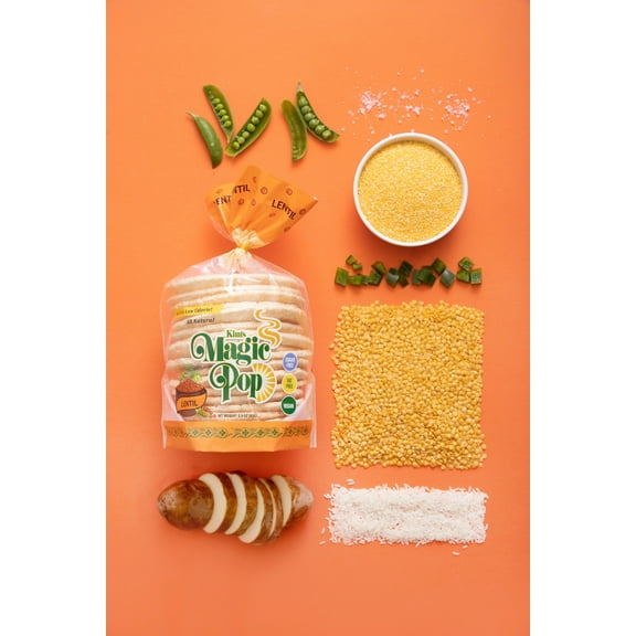 Kim's Magic Pop Freshly Popped Rice Cakes | Vegan | Lentil| 12 Bags | 15 Cakes per Bag | Low Carb, Sugar Free, Fat Free, Natural, Multigrain Korean Snack