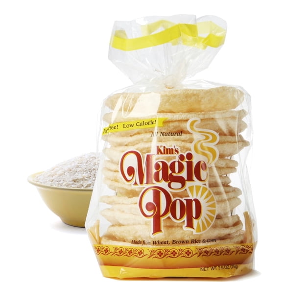 Kim's Magic Pop Freshly Popped Rice Cakes | Vegan | Original Flavor | 6 Bags | 15 Cakes per Bag | Low Carb, Sugar Free, Fat Free, Natural, Multigrain Korean Snack | Easy Bread