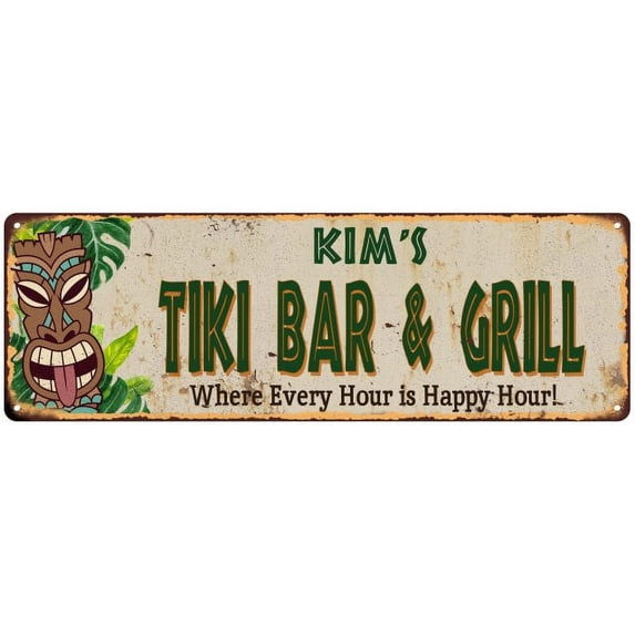 Kim's TIKI BAR & GRILL Metal Sign 8x24 Decor 108240040288
