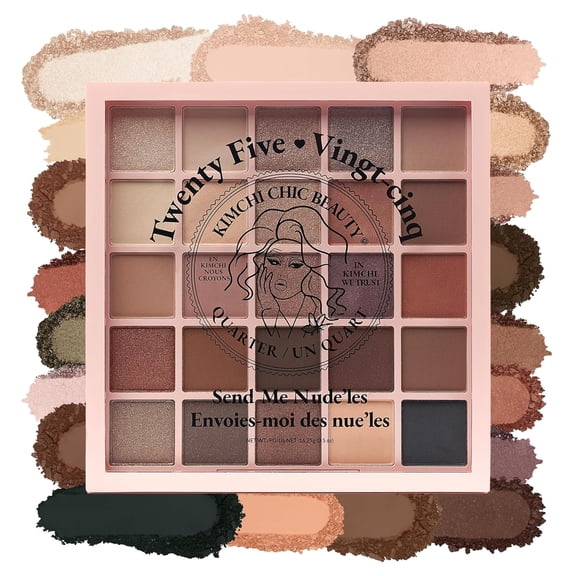 KimChi Chic Beauty Twenty Five Shadow Palette, 25 Shimmer & Matte Shades, Cruelty Free & Vegan, Send Me Nude'Les 0.5 oz