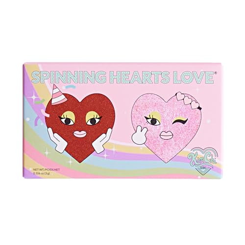 KimChiChic Beauty Spinning Hearts Duo Eyeshadow, Matte, Shimmer & Frost Finish, Blendable, Highly Pigmented Two-Color Palette, Cruelty-Free, Cherry Pop