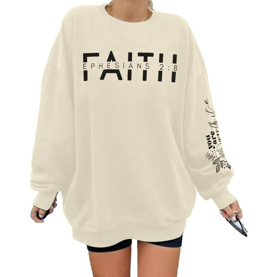 KimSoong Women Christian Sweatshirt Faith Shirts Jesus Sweatshirt Christian Religious Crew Neck Long Sleeve Pullover Tops