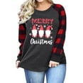 thumbnail image 1 of KimSoong Women Plus Size Christmas Shirt Gnomes Plaid Graphic Casual Long Sleeve Crew Neck Top, 1 of 5