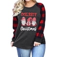 thumbnail image 1 of KimSoong Women Plus Size Christmas Shirt Gnomes Plaid Graphic Casual Long Sleeve Crew Neck Top, 1 of 5