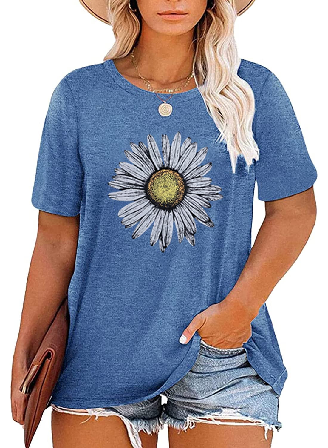 KimSoong Plus Size Sunflower Shirts for Women Cute Dandelion Graphics ...