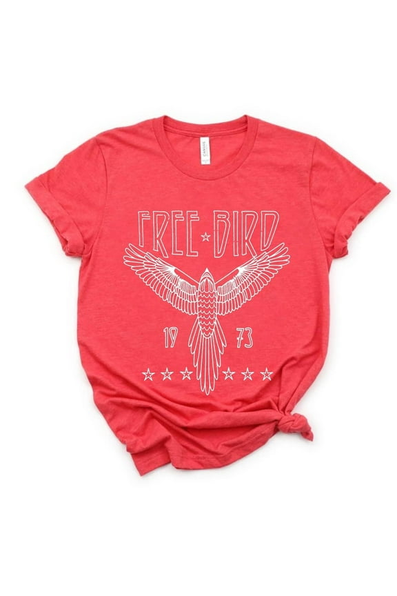 Woman Vintage Rock Band T-Shirt Retro Bird Shirt Eagle Graphic Tees Retro Music Shirt Casual Short Sleeve Tops, Red