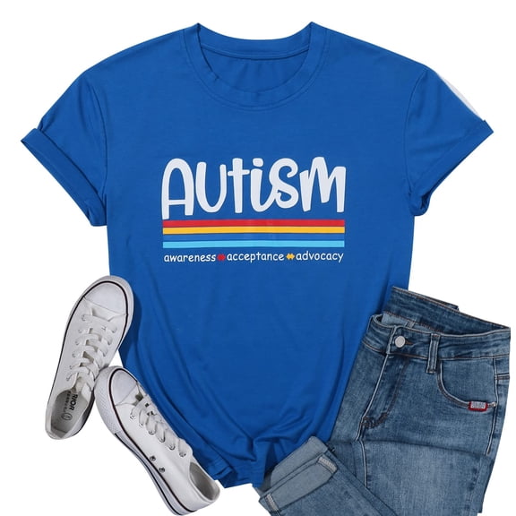 KimSoong Women Autism Awareness Shirt Autism Acceptance Shirts Mental Health Tees Casual Inspirational Short Sleeve Tee Tops