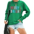 thumbnail image 1 of KimSoong Women Christmas Sweatshirt Merry Bright Graphic Print Long Sleeve Shirts Christmas Crew Neck Pullover Casual Blouse Tops, 1 of 9