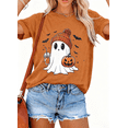 thumbnail image 1 of KimSoong Women Halloween T-Shirt Cute Ghost Fall Pumpkin Graphic Shirt Coffee Lover Tees Short Sleeve Tops, 1 of 18