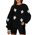 thumbnail image 1 of KimSoong Women Halloween Sweatshirt Oversized Sequin Ghost Shirts Spooky Season Halloween Sweater Crew Neck Fall Pullover Tops, 1 of 6