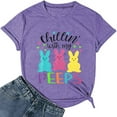 thumbnail image 1 of KimSoong Women Happy Easter Shirt Chillin with My Peeps Tee Shirt Cute Rabbit Graphic T-Shirt Easter Gift Tee Tops, 1 of 8