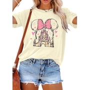 KimSoong Women Crew Neck T-Shirt Graphic Shirts Casual Family Vacation Holiday Shirt Cute Short Sleeve Tee Top