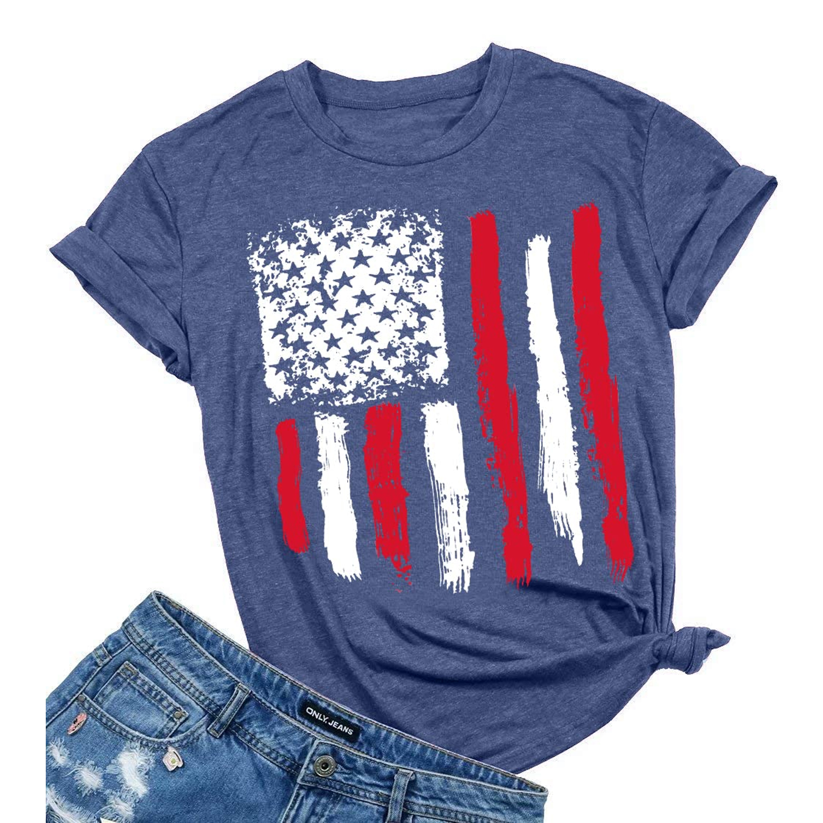 KimSoong Women Patriotic Shirts American Flag Shirt 4th of July Tshirt Graphic Tees Casual Short Sleeve Tee Top