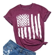 KimSoong Women Patriotic Shirts American Flag Shirt 4th of July Tshirt Graphic Tees Casual Short Sleeve Tee Top
