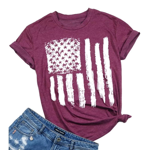 KimSoong Women Patriotic Shirts American Flag Shirt 4th of July Tshirt Graphic Tees Casual Short Sleeve Tee Top