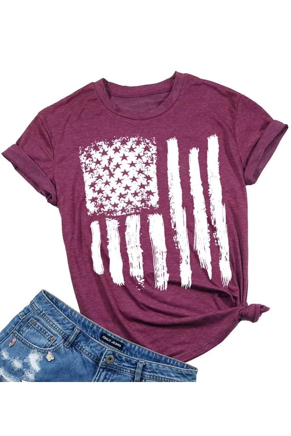 Women Patriotic Shirts American Flag Shirt 4th of July Tshirt Graphic Tees Casual Short Sleeve Tee Top