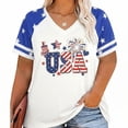 thumbnail image 1 of KimSoong Women Plus Size American Flag Shirt USA Stars T-Shirt 4th of July Memorial Tee Patriotic Sequin American Proud Tops, 1 of 5