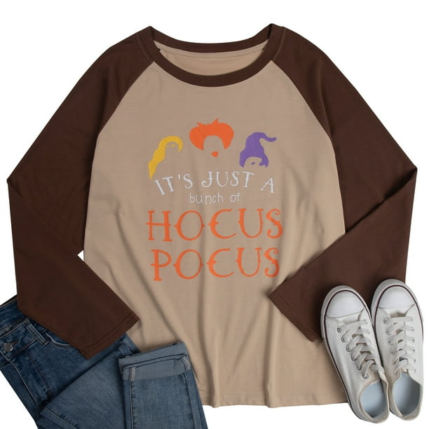 KimSoong Women Plus Size Halloween Shirts It's Just Bunch of Hocus Pocus Sanderson Sisters