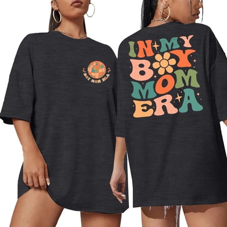 KimSoong Womens Oversized Mama Graphic Tees Boy Mom Shirts Mama Tops Women Crew Neck T-shirt Tops