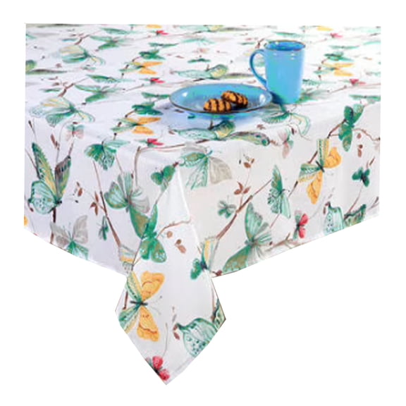 Kimana Butterfly Print Tablecloth Multi-Color Fabric Benson Mills(60 x 84 Oval)