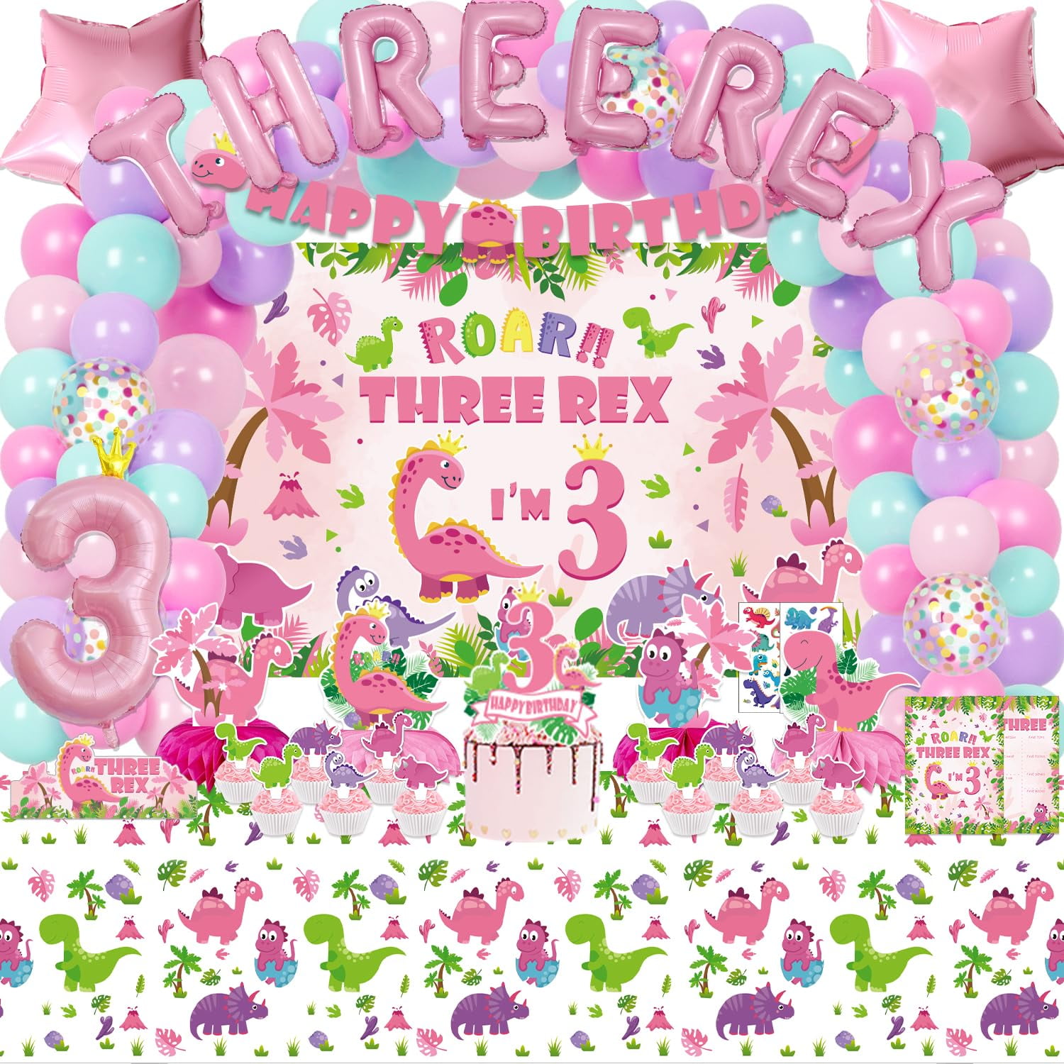KimaruLZ Pink Dinosaur Birthday Decorations For 3 KMC2Year Girls 134 kimarulz-pink-dinosaur-birthday-decorations-for-3-kmc2year-girls-134