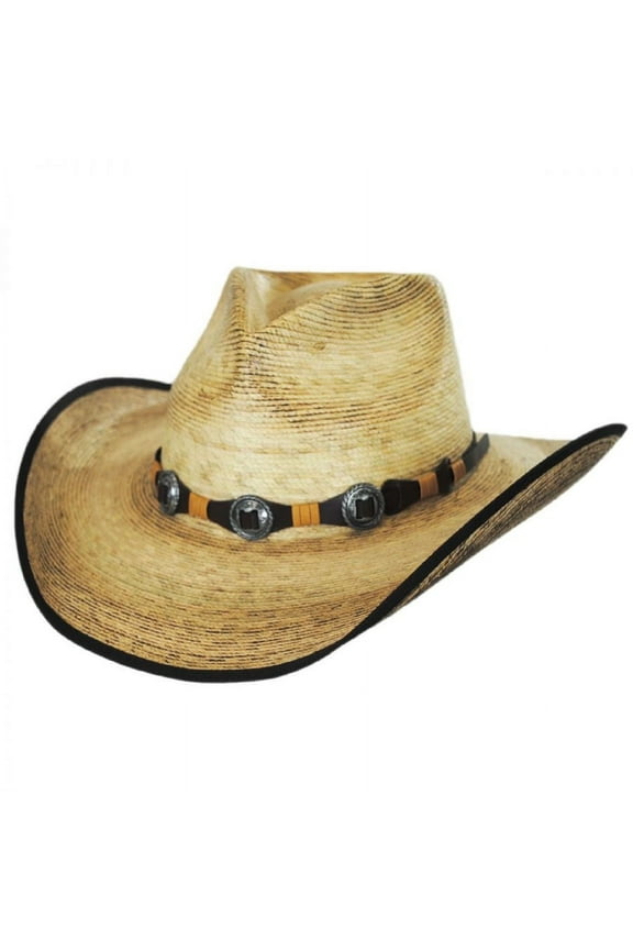 Kimball Palm Leaf Straw Western Hat - XS - Natural Aged