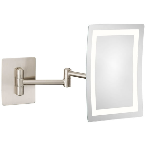 Single-Sided Brushed Nickel LED Magnified Makeup Mirror