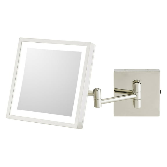 Aptations 913-55-43 Single-Sided LED Square Wall Mirror - Rechargeable, Chrome