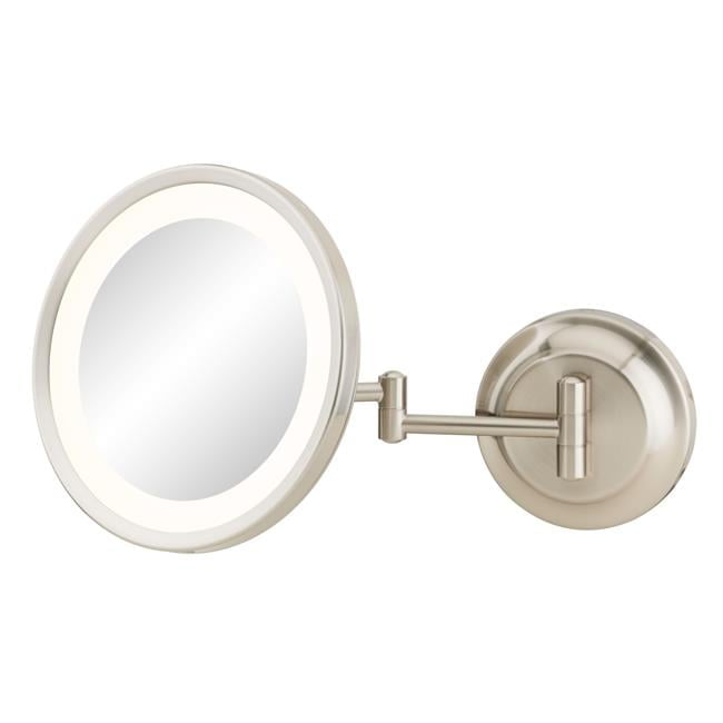 Brushed Nickel Wall Mounted LED Magnifying Mirror