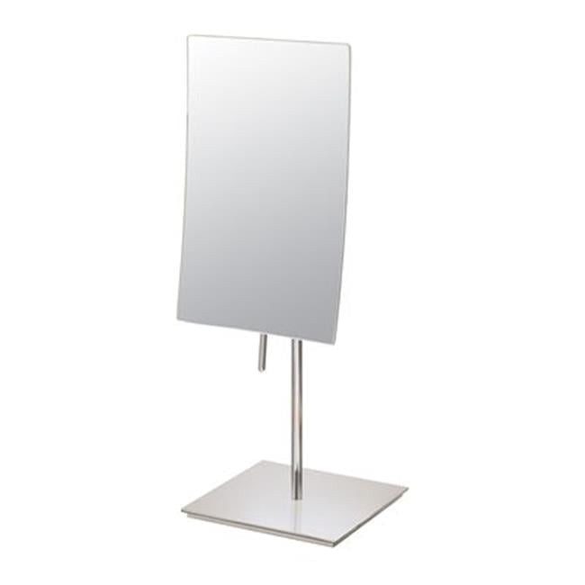 Brushed Nickel Minimalist Rectangular Magnifying Vanity Mirror