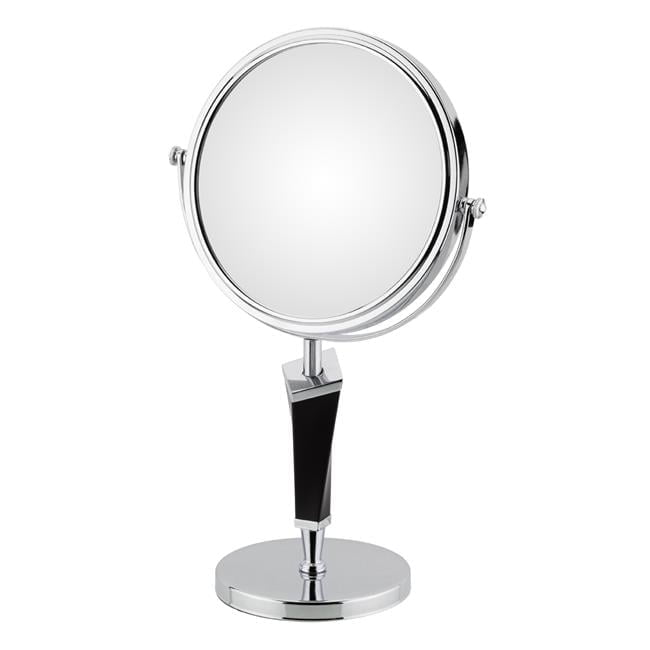 Chrome and Black Freestanding Magnifying Makeup Mirror
