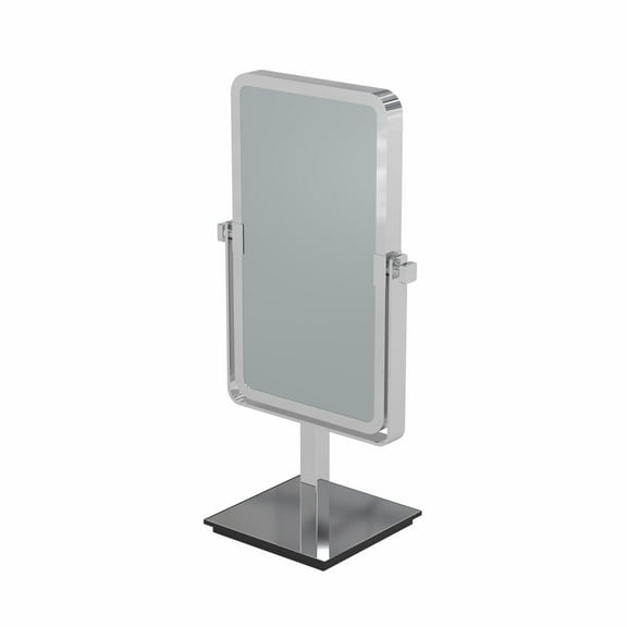 Aptations Rectangular Standing Mirror (10" x 6") - 1X & 3X Magnification | Double-Sided Portable Vanity Mirror | Decorative Makeup Mirror for Bedroom & Bathroom (Chrome)