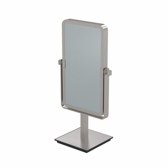 Aptations Rectangular Standing Mirror (10" x 6") - 1X & 3X Magnification | Double-Sided Portable Vanity Mirror | Decorative Makeup Mirror for Bedroom & Bathroom (Brushed Nickel)
