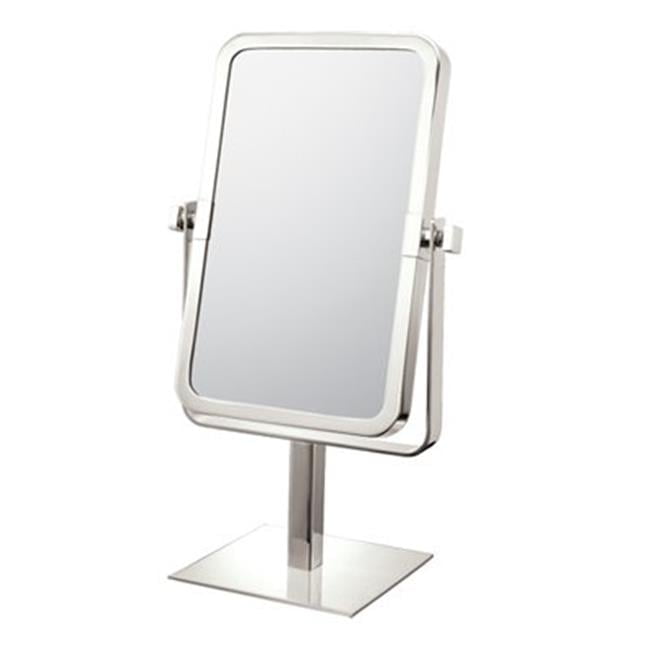 Brushed Nickel Rectangular Countertop Vanity Mirror with Magnification