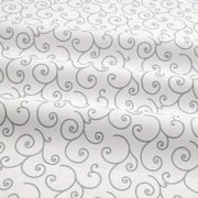 Kimber Basics Scroll White/Gray, Fabric By The Yard